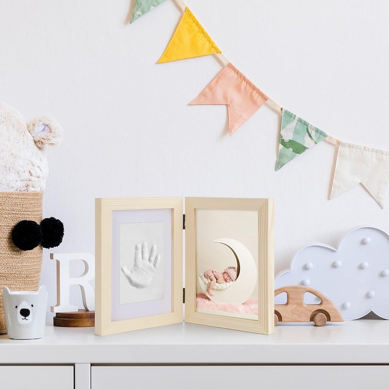 chuckle - Baby Hand & Foot Clay Print Photo Frame Keepsake Kit - Gift for Mothers Day, New Mum and Parents and Newborn Baby Shower Party and Nursery Room Decoration - Pine - Image 2